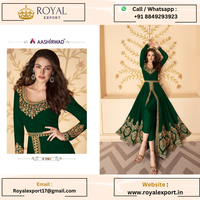 Présentation de la nouvelle fausse georgette avec travail de broderie Anarkali avec Dupatta brodé