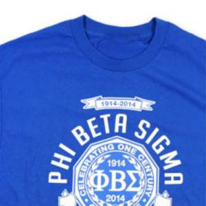 PBS เสื้อลายกราฟิก Centennial สีดำและน้ำเงิน | 100% เสื้อโพลีเอสเตอร์ Phi Beta Sigma พร้อมโลโก้ของทีมพิมพ์ลาย | เครื่องแต่งกายเป็นพี่น้องของผู้ชาย - Product Image 3