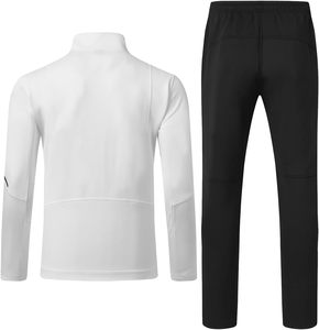 Custom 320GSM Interlock Polyester Tracksuit <b>Men</b> Full Zip Hoodie <b>Jogger</b> Set Digital Print <b>Navy</b> Blue White Stripe Design - Product Image 2