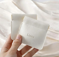 Pochette à bijoux en cuir personnalisée avec fermeture à ressort, logo personnalisé, mini pochette de voyage pour boucles d'oreilles, anneaux, colliers, bracelets
