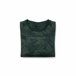 Camiseta Deportiva Unisex Personalizada, Camuflaje Jacquard, Nailon, Compresión, Espalda Cruzada, Manga Corta, Ligera, para Entrenamiento, Deporte y Atletismo - Product Image 6