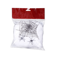 Halloween jaring laba-laba elastis dengan 2 buah laba-laba plastik, dekorasi dapat digunakan kembali menakutkan untuk dalam ruangan luar ruangan rumah hantu & Pesta