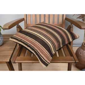 Almohada Kilim de lana marrón de 18x18 pulgadas, almohada decorativa con estampado rústico Vintage de lujo con relleno de plumas, ropa de cama de Navidad - Product Image 4