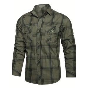 Venta al por mayor camisas de franela de manga larga ropa casual Camisa de algodón tela suave en diferentes colores hombres Camisa de franela diseño personalizado - Product Image 3