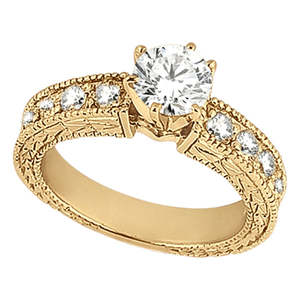 Anillo de Compromiso de Oro Amarillo de 18K con Diamante de Estilo Vintage, Anillo con Diamante de 0.70ct - Product Image 4