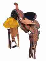 Selle Western Premium Personnalisable en Cuir de Buffle 100% avec Arceau en Fibre de Verre, Siège Rembourré Doux et Quincaillerie en Acier Inoxydable à Motifs Floraux