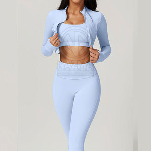Fashion Style <b>Women</b> Fitness Set Solid Front Logo <b>3</b>-<b>Piece</b> Breathable Quick Dry High Quality Made in Pakistan Wholesale Price - Product Image 3