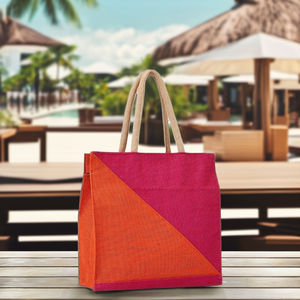 Bolso de mano de yute de algodón con patrón liso de gran venta 2025, diseño de moda con bolsa de transporte de yute y Asa de yute, bolsas de compras OEM y ODM - Product Image 1