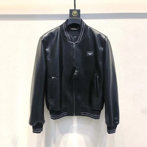 แจ็กเก็ตผ้าใบหนังแท้สำหรับผู้ชาย, เสื้อเบสบอลมี2023มาใหม่ยาวปกติคอพับลงได้กันลม - Product Image 4