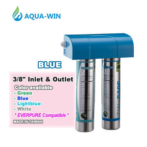 หัวกรองคู่สีน้ำเงินและฝาครอบ ช่องต่อ 3/8 นิ้ว (เข้ากันได้กับ Everpure) (ผลิตในไต้หวัน) - Product Image 1