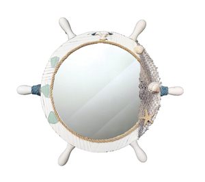 Espejo de rueda de barco náutico rústico antiguo, espejo de ojo de buey Blanco clásico, pared de alta calidad, decoración del hogar, casa marítima del océano - Product Image 6
