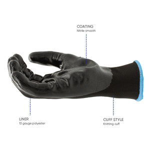 Guantes de Trabajo Resistentes de Poliéster de Calibre 13 con Recubrimiento de Nitrilo Liso Resistente al Aceite para Logística y Embalaje - Product Image 2