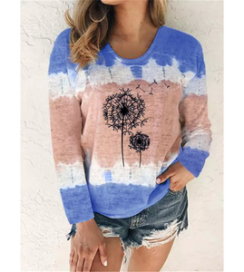 Jersey de invierno para mujer, sudadera, suministro de fábrica, Tie Dye-Camiseta con estampado, patrón sólido de poliéster/algodón - Product Image 4