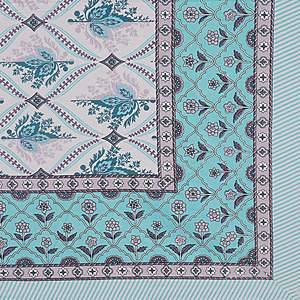 Parure de lit double 3 pièces imprimée florale bleu turquoise avec 2 taies d'oreiller et drap plat pour usage domestique, fonction massage ADB1460 - Product Image 5