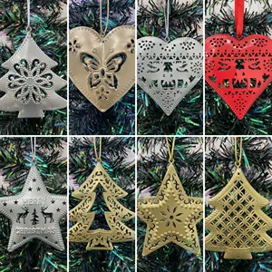 Ornements de Noël artisanaux en aluminium moulé avec motifs d'arbre, d'étoile et de cœur pour un charme de vacances intemporel au prix de gros - Product Image 6