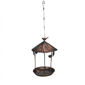 Rustic Metal Hanging Bird Feeder With Double Tier Round Design For <b>Garden</b> Outdoor Use <b>Hook</b> Type Installation - Product Image 6