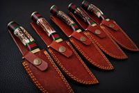 Couteau de chasse à lame fixe en acier Damas de qualité industrielle SK6, taille personnalisée OEM ZR, avec manche en bois