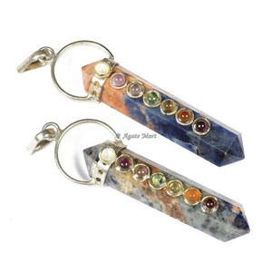 Venta al por mayor 7 Chakra Sodalite Bullet Pendant Gemstone Pencil Pendant para la decoración del hogar de Agate Mart - Product Image 1