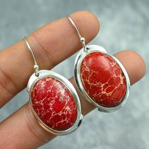 Boucles d'oreilles en sédiments de la mer Rouge, argent sterling 925, bijoux faits à la main, boucles d'oreilles en pierres précieuses, cadeau pour elle - Product Image 5