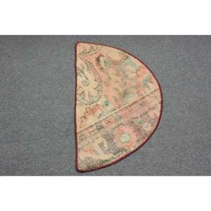 พรมขนสัตว์ตุรกีสีเบจ2.5 x 1.5ft คลาสสิกลายเย็บปะสี่เหลี่ยมผืนผ้าสำหรับทางเข้าห้องนั่งเล่นยางสำหรับใช้ในบ้าน - Product Image 3