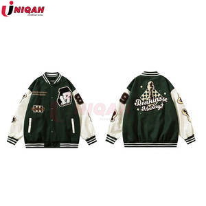 Veste bomber classique d'hiver pour homme, style varsity, manches en cuir premium, corps en laine, confortable et respirante - Product Image 5