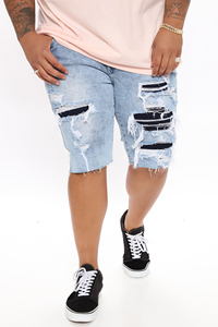 Personnalisé Fabricant Hommes Zipper Fly jean shorts Fit 100% Coton Denim Lourd Solide Jean super déchiré shorts - Product Image 6