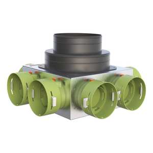 Sistema de Distribución de Plenum para Sistemas HVAC VMC Industrial Tecnosystemi 90 con Salidas de 75 y 90 mm de Diámetro, Calibración Completa y Amortiguador Integrado - Product Image 1