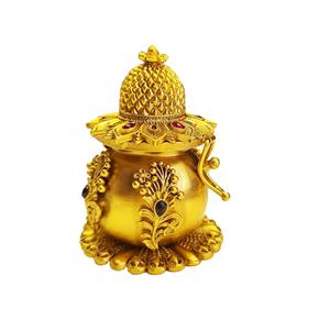 Portalápices estacionario de trabajo de latón y nácar Soporte de bolígrafo de forma redonda de metal chapado en oro en razonable - Product Image 5