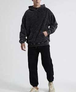 Sudadera con Capucha Lisa de 500 Gsm para Hombre, 100% Algodón, Felpa Francesa, Lavado Ácido, con Logotipo Personalizado - Product Image 4