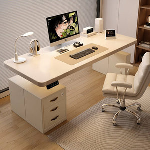 Modern Luxury Electric <b>Standing</b> <b>Desk</b> with Dual Motor Solid Wood Top Steel Frame Rectangular Writing Computer <b>Desk</b> - Product Image 2