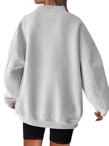 Blank Print Fleece Sweatshirt Oversize Acid Wash Safety Thick Sweatshirt Jumpers for Women - Product Image 3