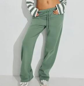 กางเกงขายาวผ้าฝ้ายโพลีเอสเตอร์ขาบานสำหรับผู้หญิงมีกระเป๋าระบายอากาศได้ดีสีทึบออกแบบโลโก้ได้ตามต้องการ - Product Image 2