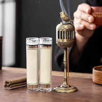 Brûleur d'encens et porte-bâtonnets en métal vintage avec couvercle en forme d'oiseau, élégant porte-arôme en métal pour la décoration de la maison, la méditation, le salon de thé, cadeau