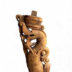 Soporte de Madera Maciza Vintage Indio, Tallado a Mano, Decoración Arquitectónica de Pared, Estilo Rústico Antiguo para Interiores del Hogar, Cocina, Sala de Estar - Product Image 3