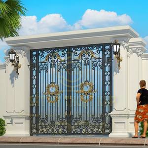 KHP Retractable Wrought Iron Driveway <b>Gate</b> Galvanized Durable Door for Luxury Hotel and Villa Made in Vietnam 3D Modeling - Product Image 4