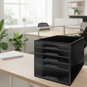 Leitz CUBE 5-<b>Drawer</b> Desktop Organizer Black Housing and <b>Drawer</b> with DIN A4 Polystyrene Black Color - Product Image 3