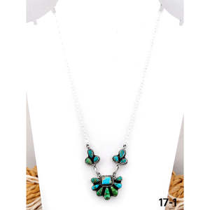 Collier artisanal sud-ouest avec serti clos, mélange de turquoise et technologie d'incrustation en argent sterling - Product Image 1