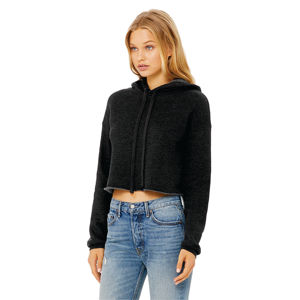 Airlume-Sudadera con capucha para mujer, de algodón peinado y anillo, 52% Poly Fleece gris oscuro, con hombros caídos, 48% - Product Image 2