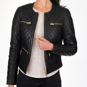 High Quality <b>Womens</b> Genuine Leather Quilted <b>Jacket</b> Real Sheepskin Warm Winter Outerwear Stylish Casual Fashion OEM - Product Image 1