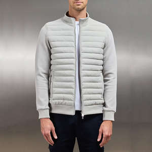 Chaqueta acolchada de cuello alto de algodón de punto ligero para Otoño e Invierno para hombres diseño acolchado de costura de estilo americano europeo - Product Image 3