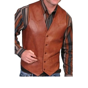 Men's <b>Leather</b> Vest V Neck Single-breasted Western <b>Sleeveless</b> Men Waistcoat Motorcycle Biker <b>Leather</b> <b>Jacket</b> Club - Product Image 1