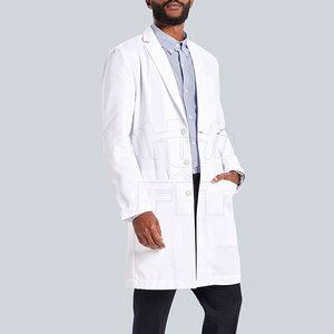 เสื้อโค้ทสำหรับห้องแล็บสไตล์สูงมาใหม่ทำจากผ้าฝ้าย100% ระบายอากาศและกันน้ำได้สีทึบ - Product Image 6