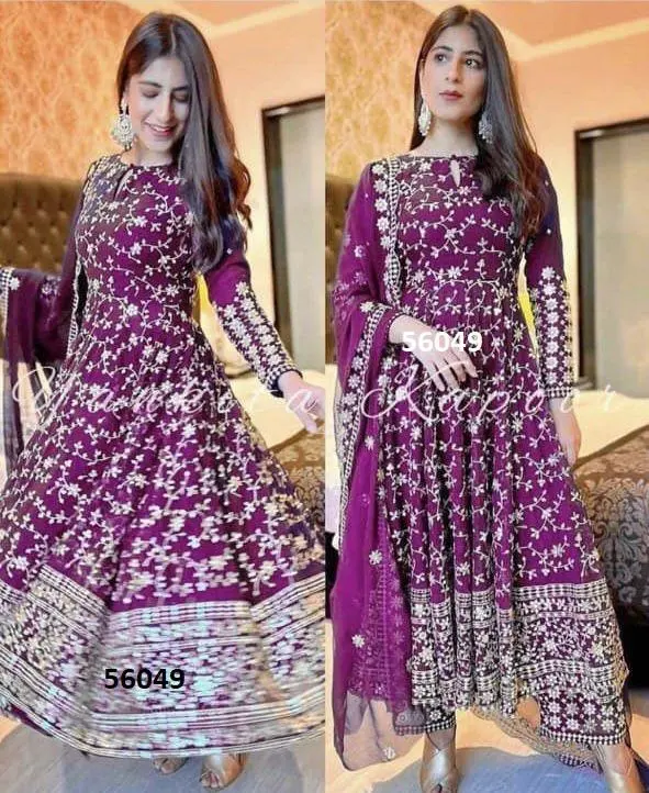 טרנדי אופנה לנשים ארוך כותנה Anarkali רקום kurti שמלה עם dupatta חליפת חתונה Partywear הודו 2022 עבור בנות
