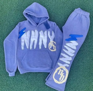 Hot Selling Urban Style Streetwear Tracksuit With Graphic Hoodie And <b>Matching</b> Sweatpants For Casual Daily Wear - Product Image 1