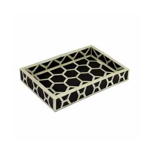 Plateau de service à manche en os de luxe exquis de qualité supérieure Plateau de service en os et en bois de qualité supérieure - Product Image 3