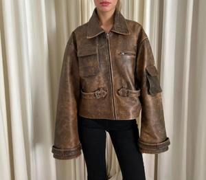 แจ็กเก็ตหนังแท้สำหรับผู้หญิงแจ็กเก็ตหนังแฟชั่น2025โลโก้ตามสั่งสไตล์และสีล่าสุด - Product Image 4