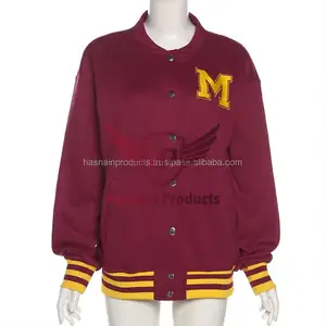 Custom Logo Baseball Bomber Varsity Jackets for Women Embroidered Designer Outerwear Wholesale Supplier Spring Autumn Winter