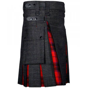 Kilt utilitaire hybride à deux tons en denim noir pour homme actif, motif écossais Royal Stewart, 2026 - Product Image 3