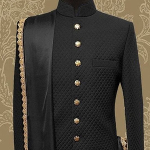 NEW ELEGANT SHERWANI ,<b>PANT</b> WITH ZARI EMBROIDERY on STOLE DRESS & ALSO MATCHING SHOE WITH DRESS for PARTY-WEAR/WEDDING @ 2023 - Product Image 1
