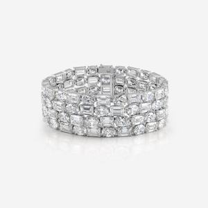 Bracelets de tennis glamour cloutés de diamants de laboratoire de luxe taille émeraude de conception classique de haute joaillerie pour les femmes aux prix de gros - Product Image 2